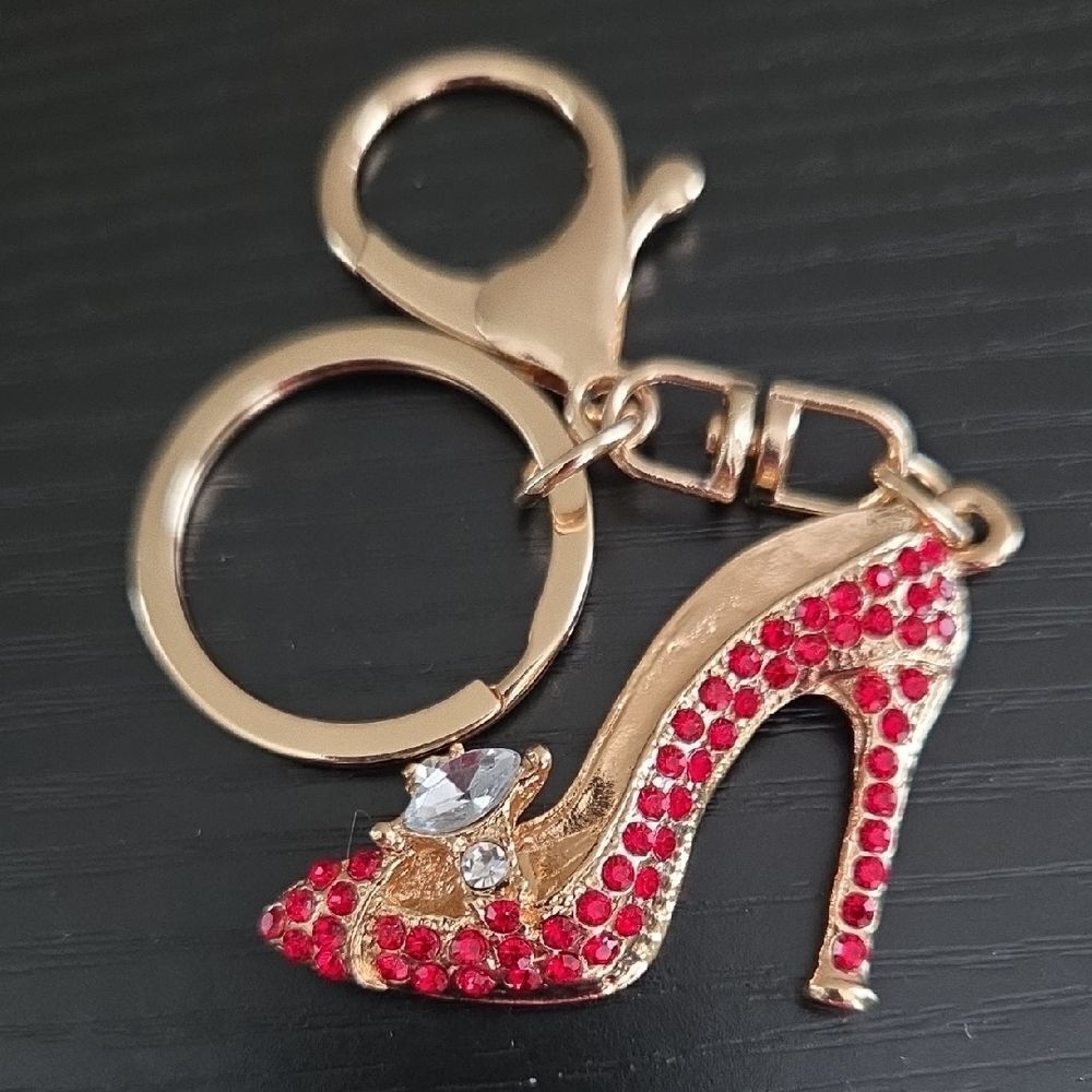 Red Rhinestone High Heel Keychain